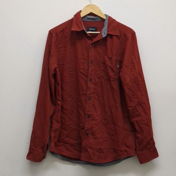 Marmot red flannel button down size Medium - Picture 1 of 7